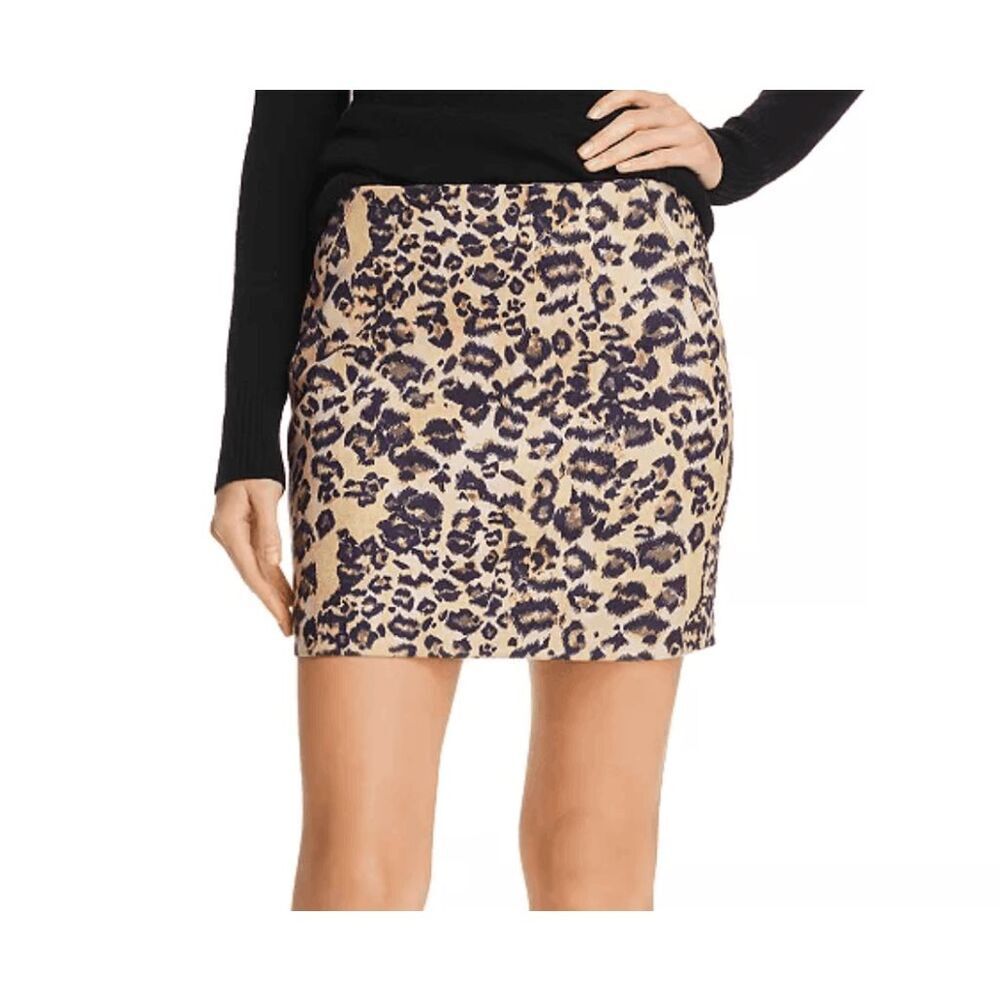 AQUA Leopard Print Faux-Suede Mini Skirt